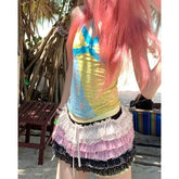BXOXO Sexy Skirts Women Vintage Polka Dot Ruffles Patchwork Summer Fashion Y2k Harajuku Party Mini Skirt Female Casual